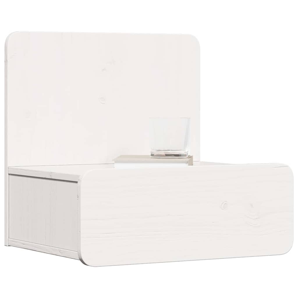 Comodino Bianco 44 x 32,5 x 40 cm Legno di pino massello