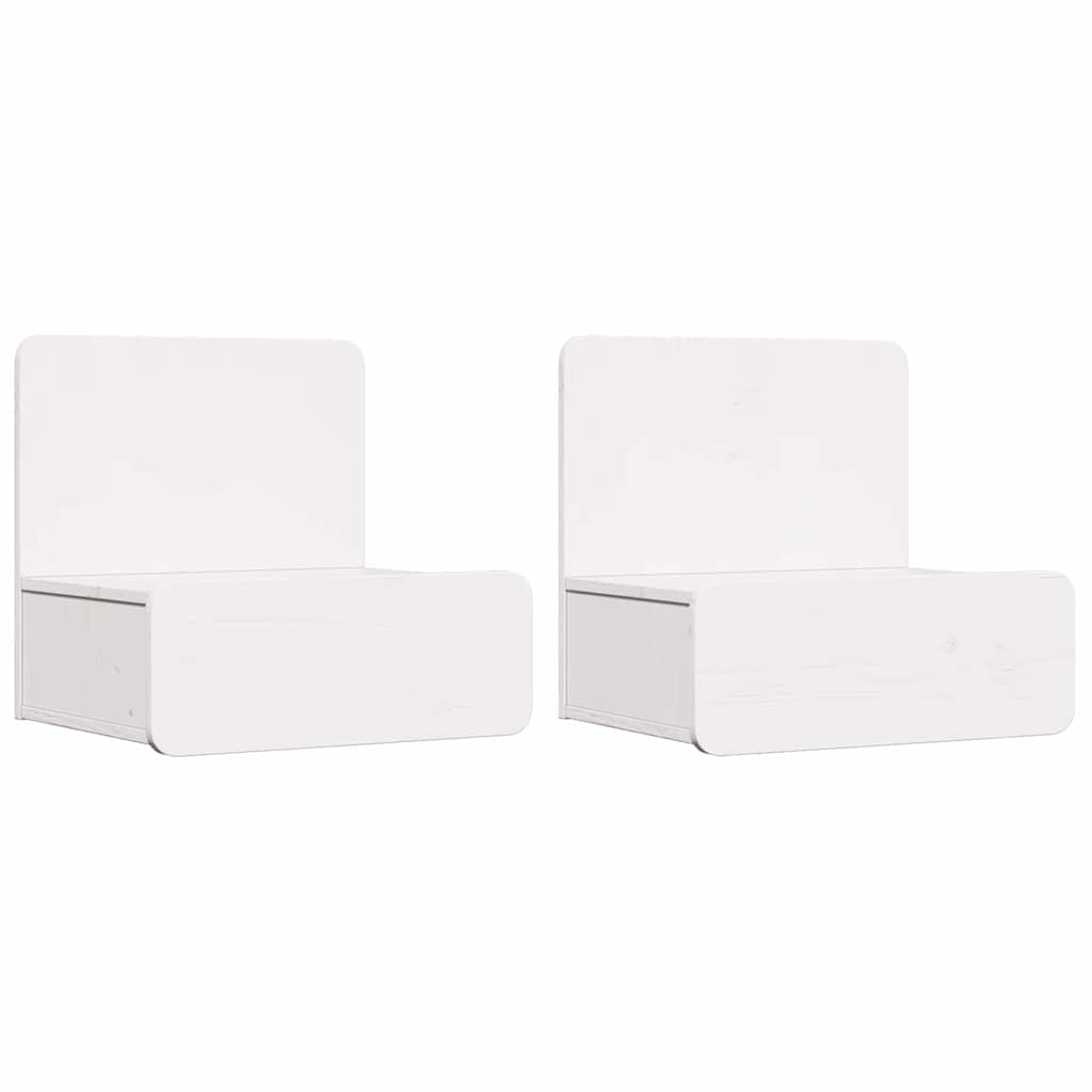 Comodino 2 pcs Bianco 44 x 32,5 x 40 cm Legno di pino massello