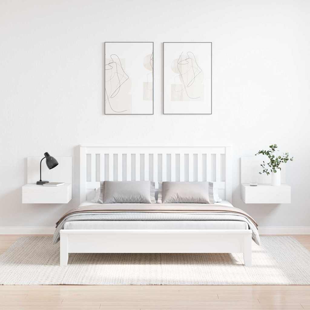 Comodino 2 pcs Bianco 42 x 32,5 x 40 cm Legno di pino massello