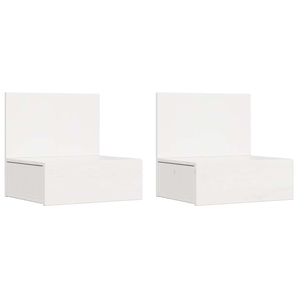 Comodino 2 pcs Bianco 42 x 32,5 x 40 cm Legno di pino massello