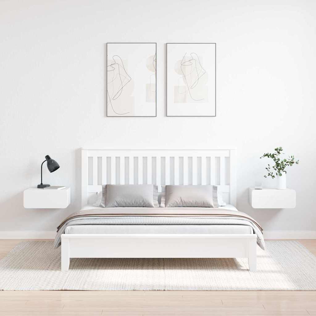 Comodino 2 pcs Bianco 39 x 34 x 16,5 cm Legno di pino massello