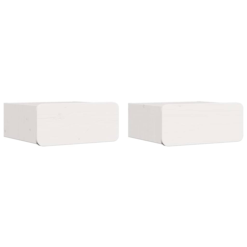 Comodino 2 pcs Bianco 39 x 34 x 16,5 cm Legno di pino massello