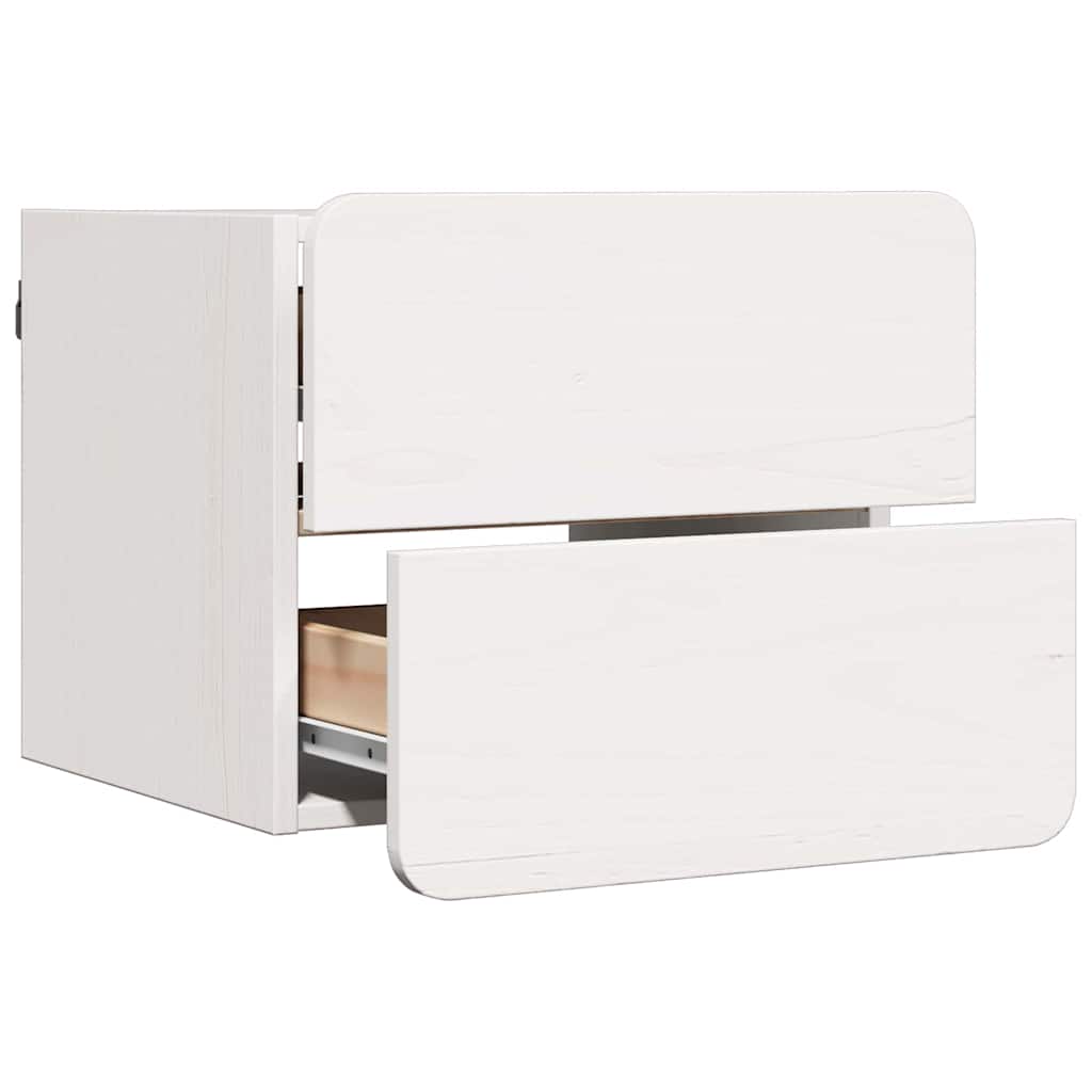 Comodino Bianco 39 x 34 x 33 cm Legno di pino massello
