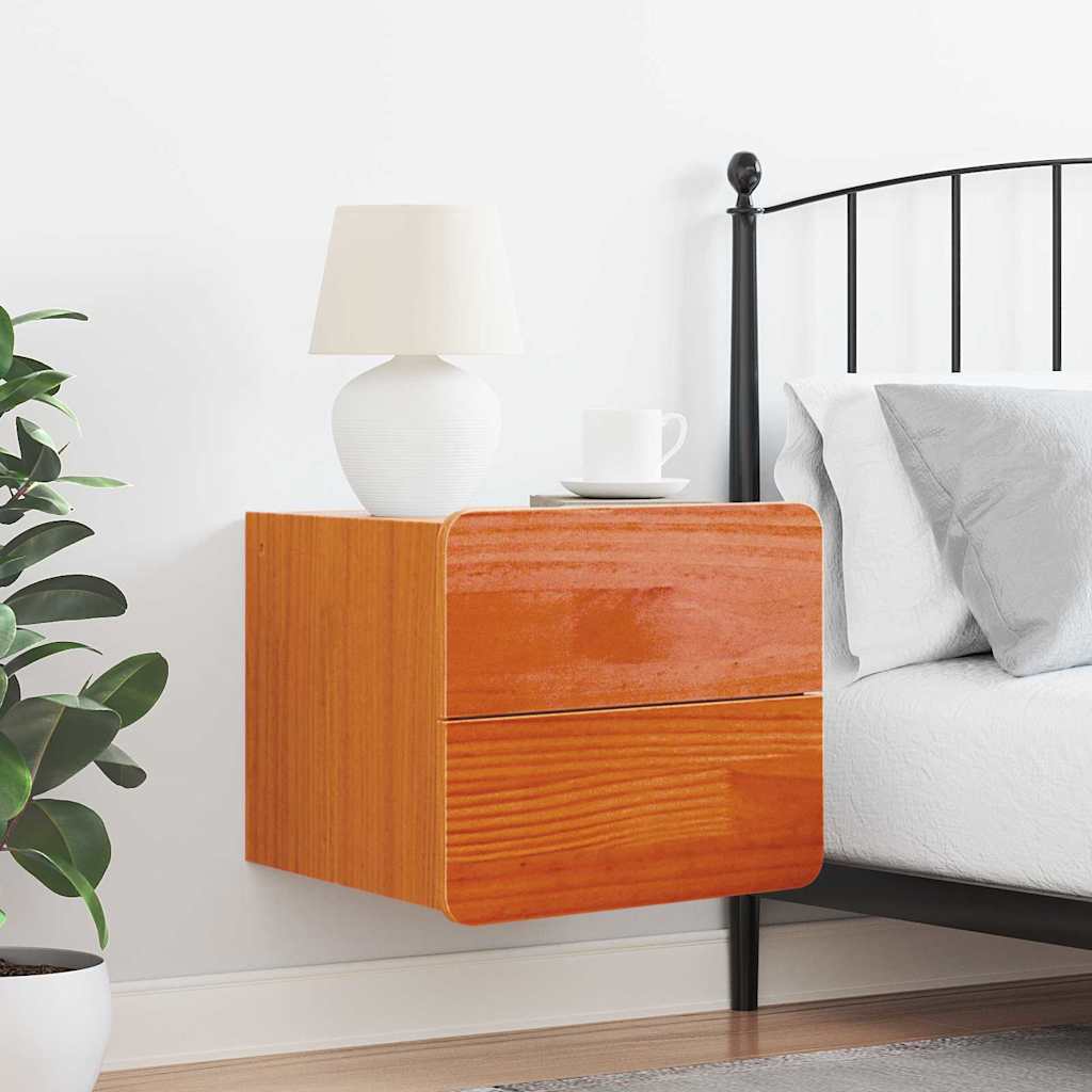 Comodino Marrone cerato 39 x 34 x 33 cm Legno di pino massello