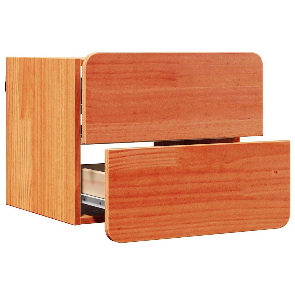 Comodino 2 pcs Marrone 39 x 34 x 33 cm Legno di pino massello