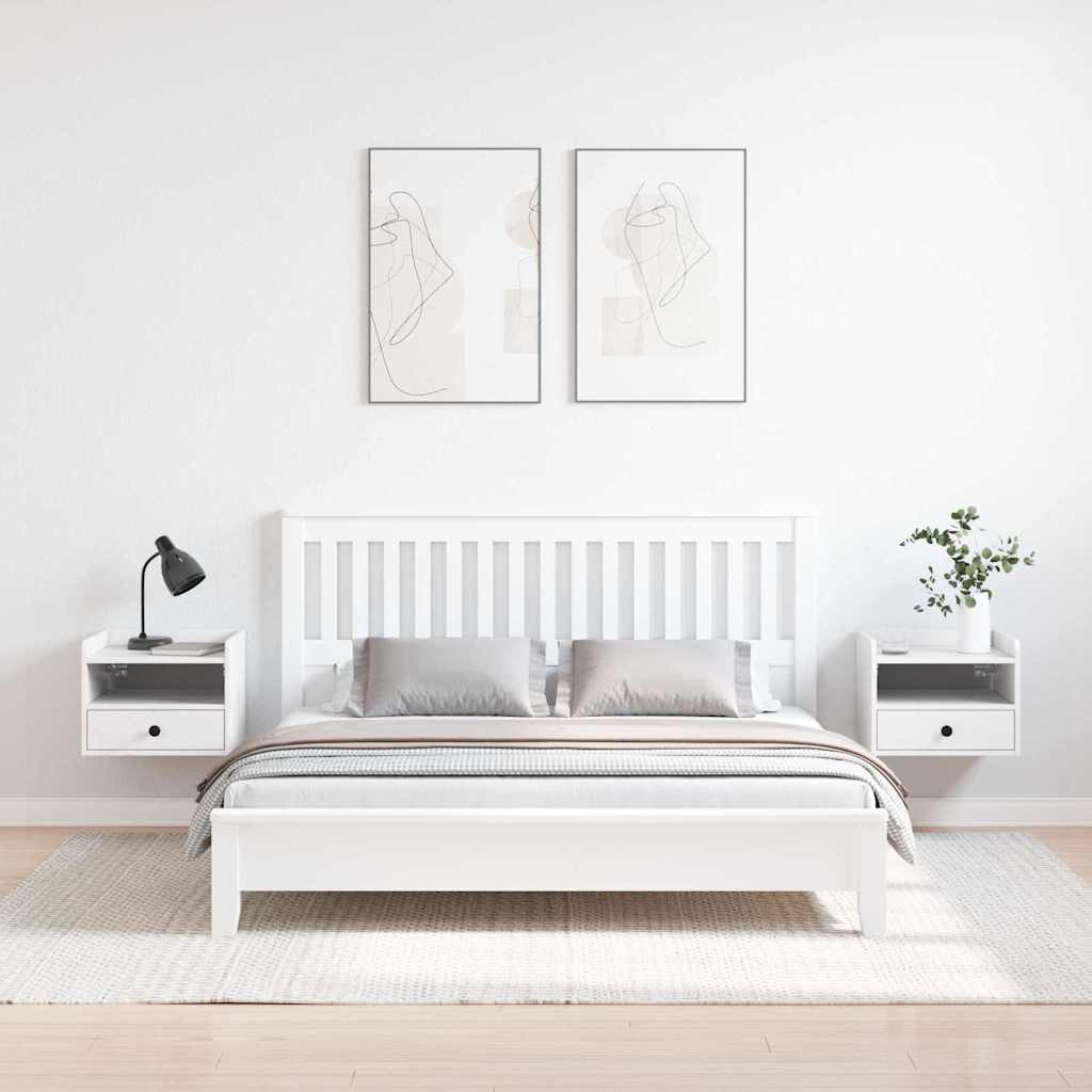 Comodino 2 pcs Bianco 38 x 36 x 29,5 cm Legno di pino massello