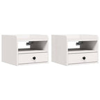Comodino 2 pcs Bianco 38 x 36 x 29,5 cm Legno di pino massello