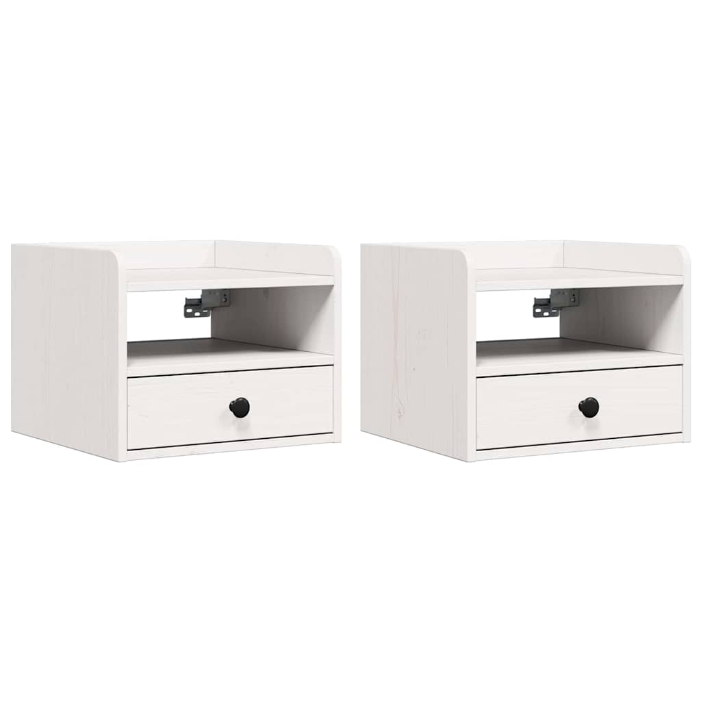 Comodino 2 pcs Bianco 38 x 36 x 29,5 cm Legno di pino massello