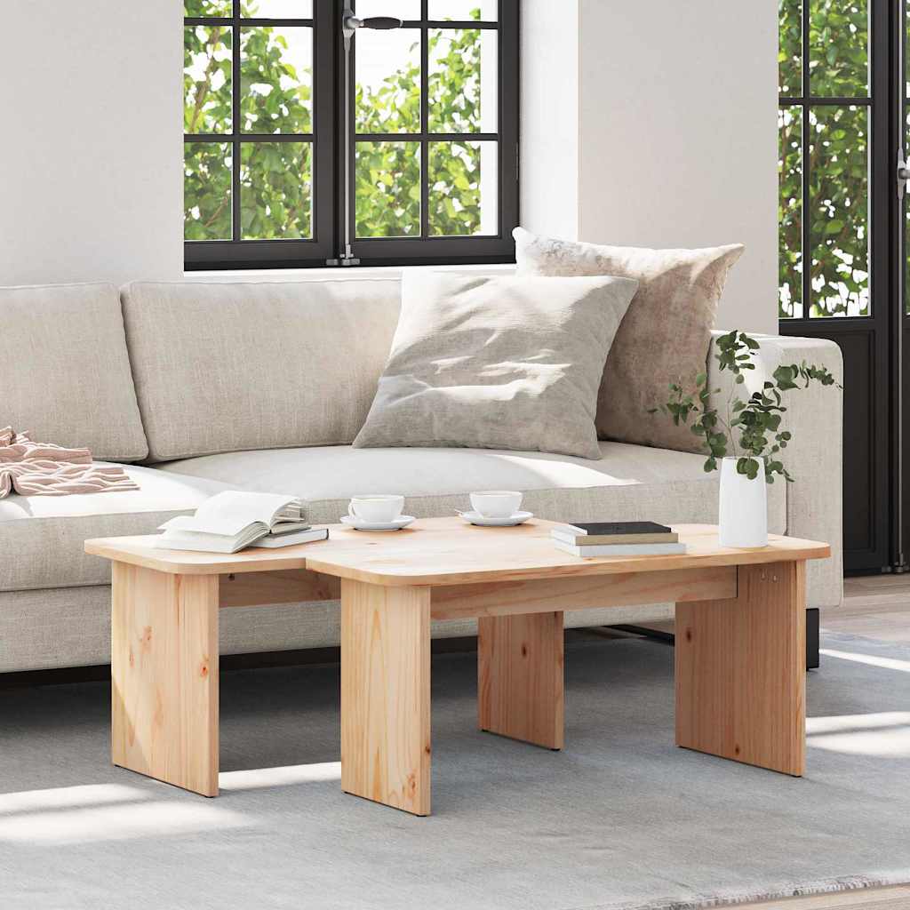 Tavolino da salotto 2 pcs Naturale Legno di pino massello