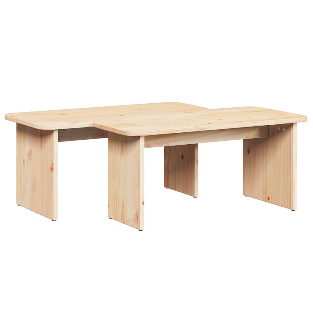 Tavolino da salotto 2 pcs Naturale Legno di pino massello