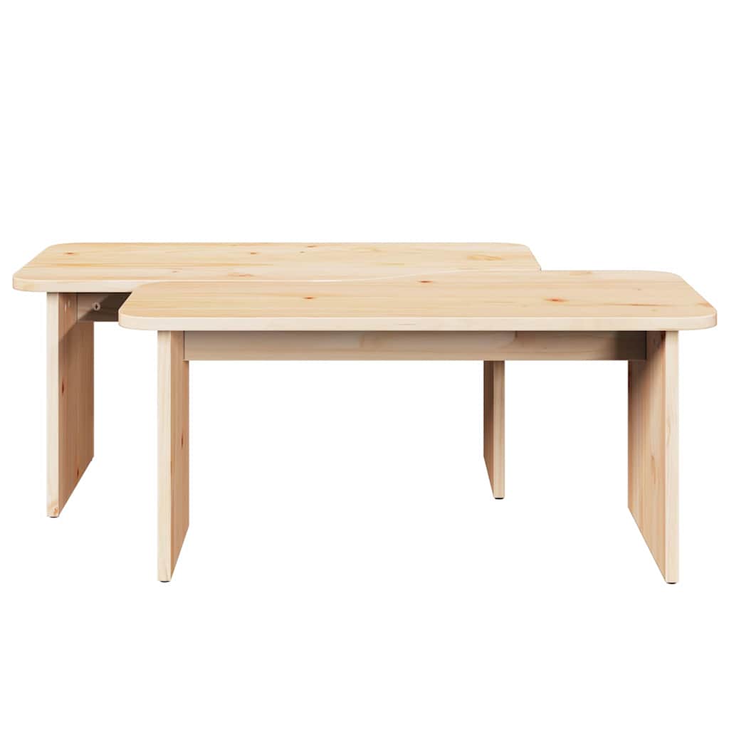 Tavolino da salotto 2 pcs Naturale Legno di pino massello