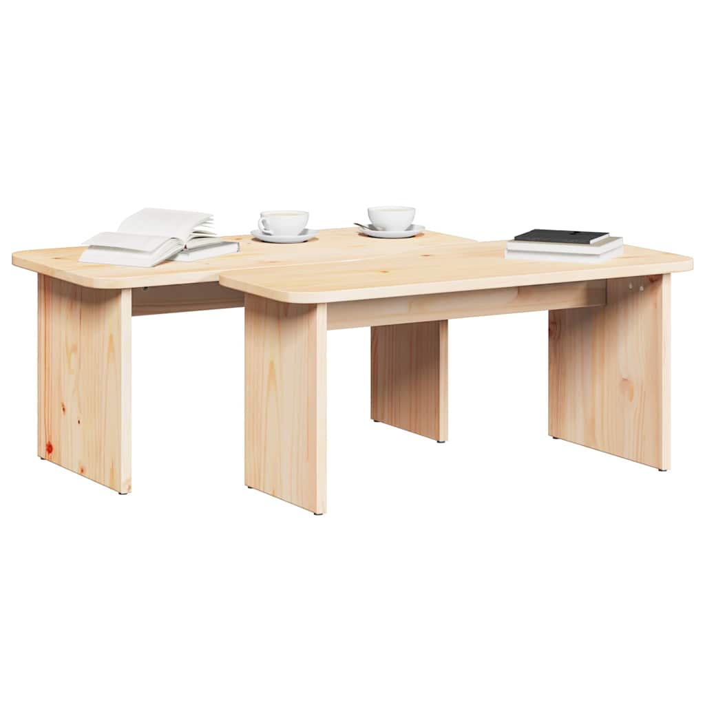 Tavolino da salotto 2 pcs Naturale Legno di pino massello