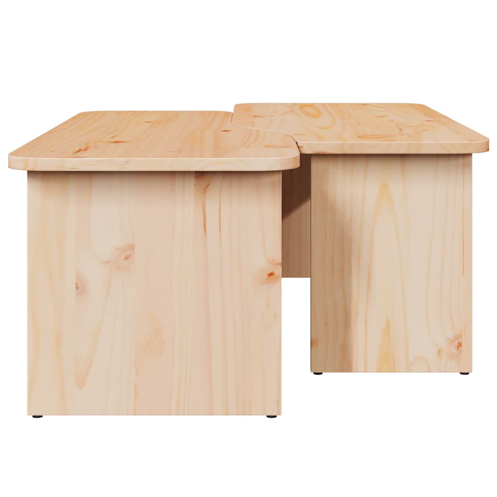 Tavolino da salotto 2 pcs Naturale Legno di pino massello