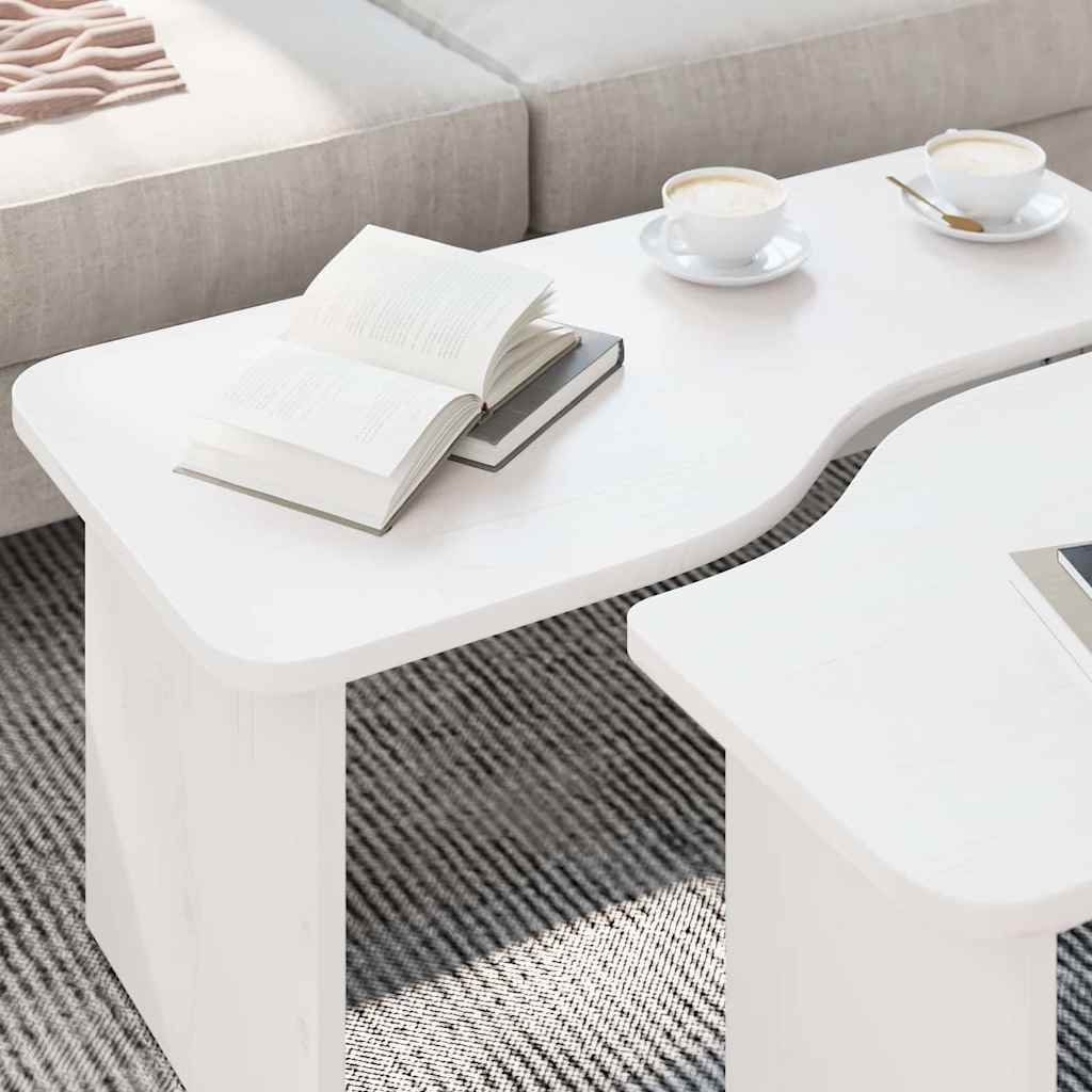 Tavolino da salotto 2 pcs Bianco Legno di pino massello