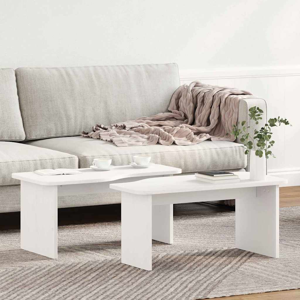 Tavolino da salotto 2 pcs Bianco Legno di pino massello