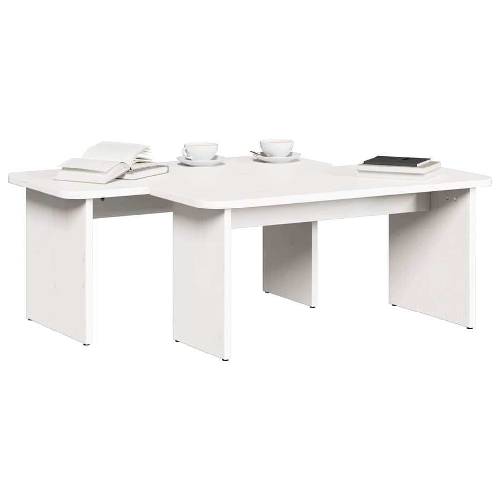 Tavolino da salotto 2 pcs Bianco Legno di pino massello