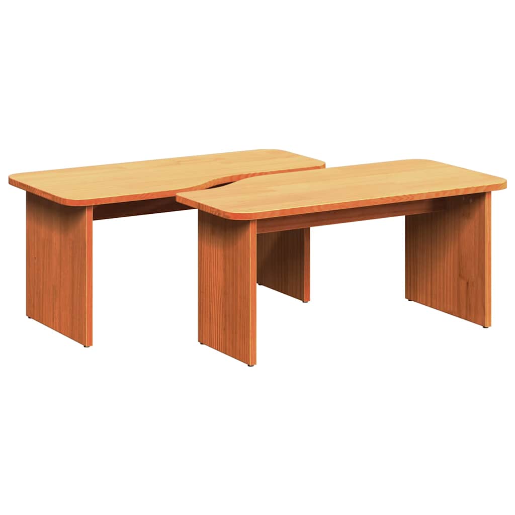 Tavolino da salotto 2 pcs Marrone cerato Legno di pino massello