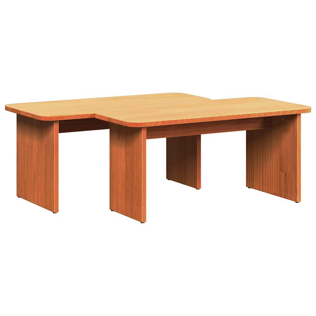 Tavolino da salotto 2 pcs Marrone cerato Legno di pino massello