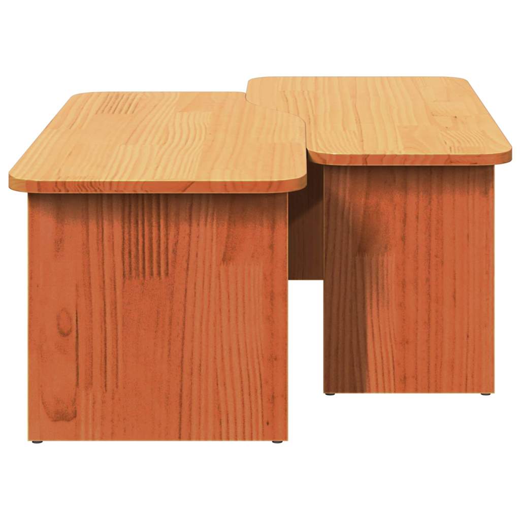 Tavolino da salotto 2 pcs Marrone cerato Legno di pino massello