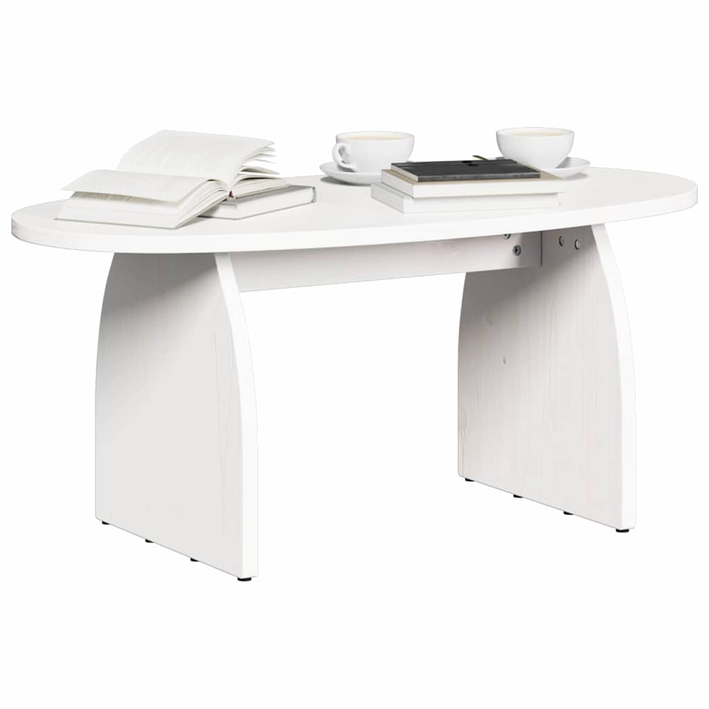 Tavolino da salotto Bianco 80 x 40 x 35 cm Pino massello