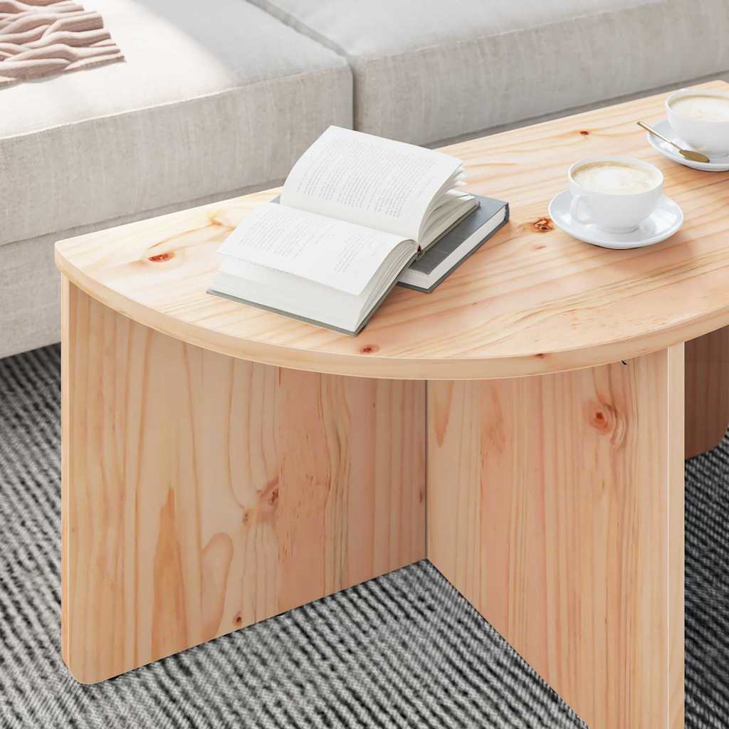Tavolino da salotto 2 pcs Naturale Legno di pino massello