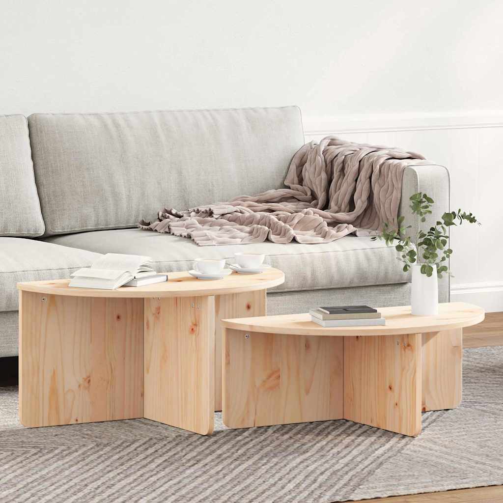 Tavolino da salotto 2 pcs Naturale Legno di pino massello