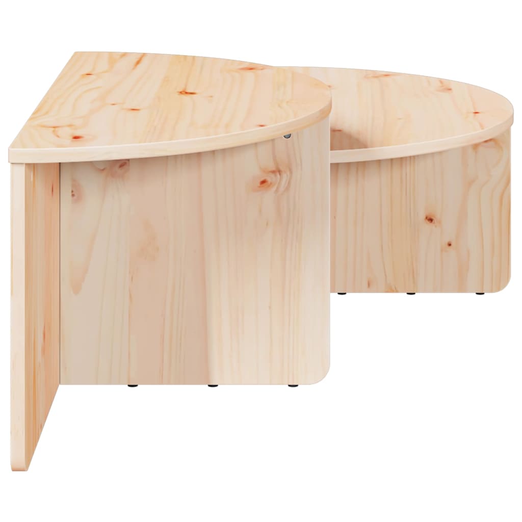 Tavolino da salotto 2 pcs Naturale Legno di pino massello