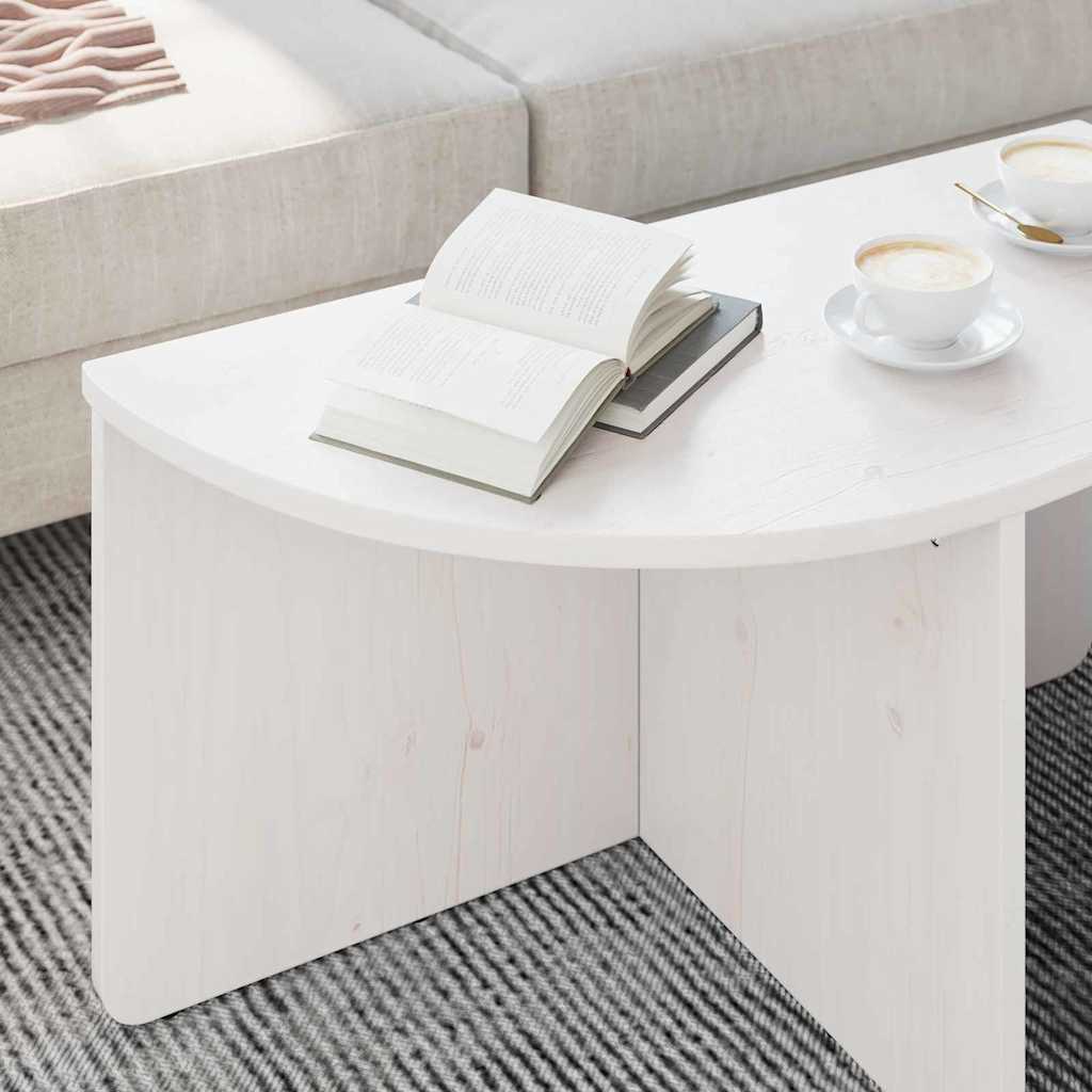 Tavolino da salotto 2 pcs Bianco Legno di pino massello