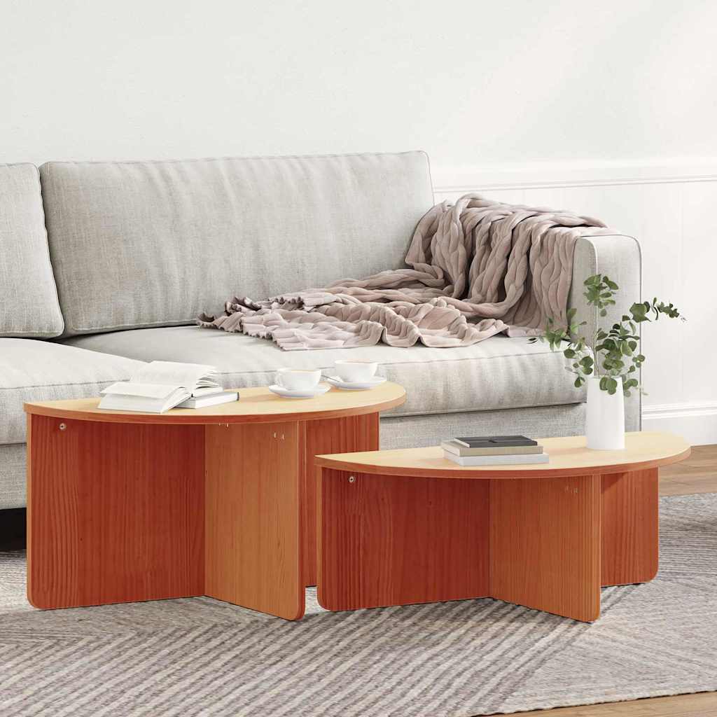 Tavolino da salotto 2 pcs Marrone cerato Legno di pino massello