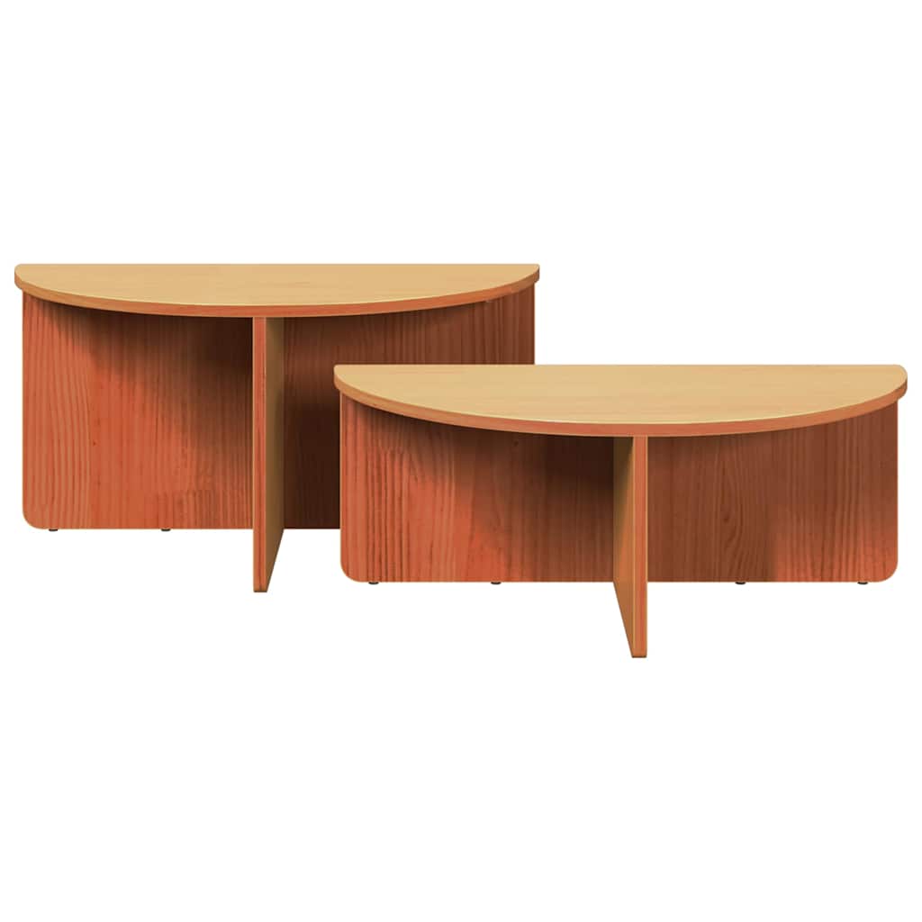 Tavolino da salotto 2 pcs Marrone cerato Legno di pino massello