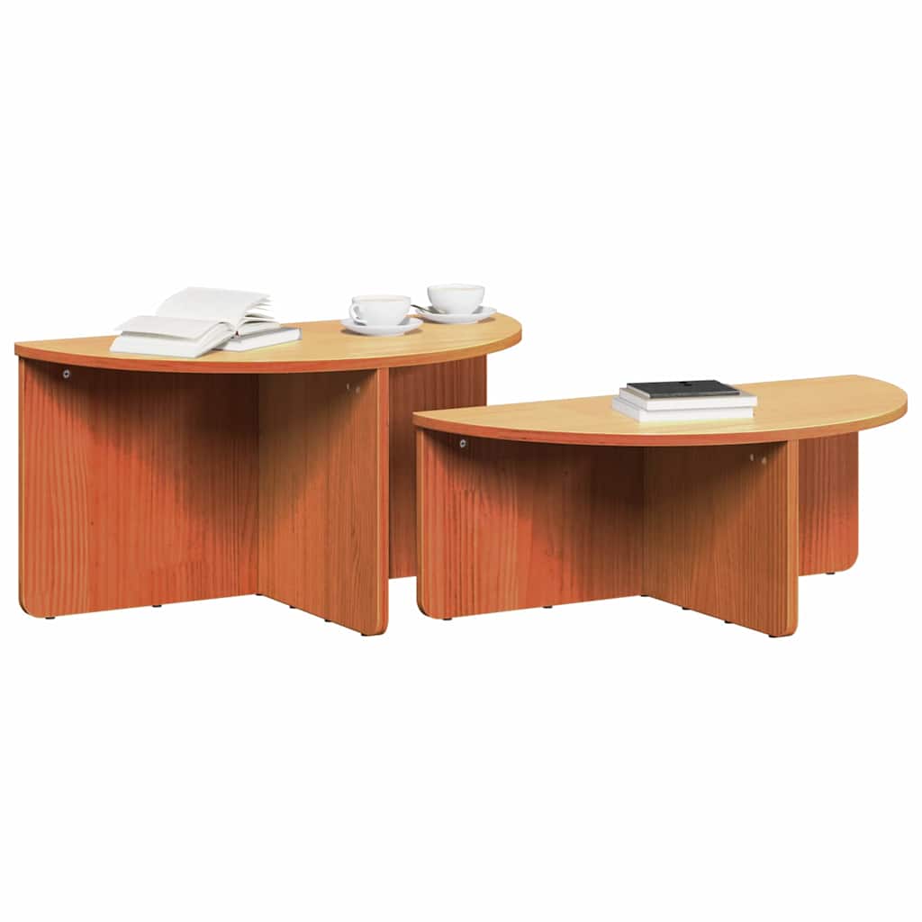 Tavolino da salotto 2 pcs Marrone cerato Legno di pino massello