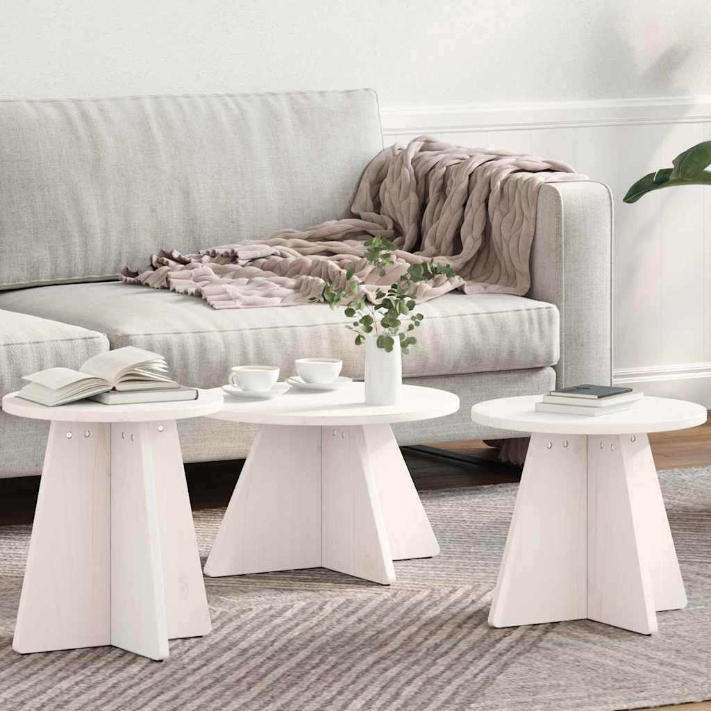 Tavolino da salotto 3 pcs Bianco