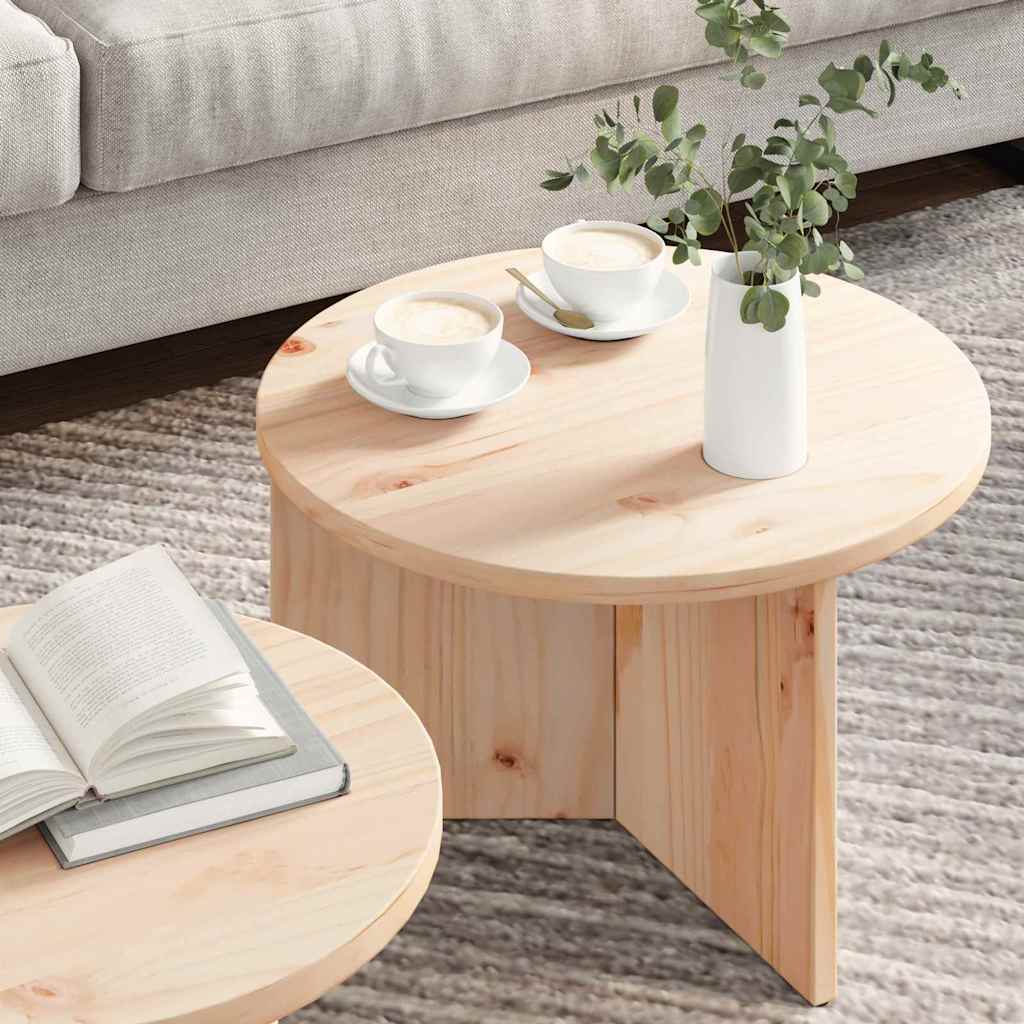 Tavolino da salotto 2 pcs Naturale Legno massello di pino
