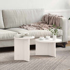 Tavolino da salotto 2 pcs Bianco Legno massello di pino