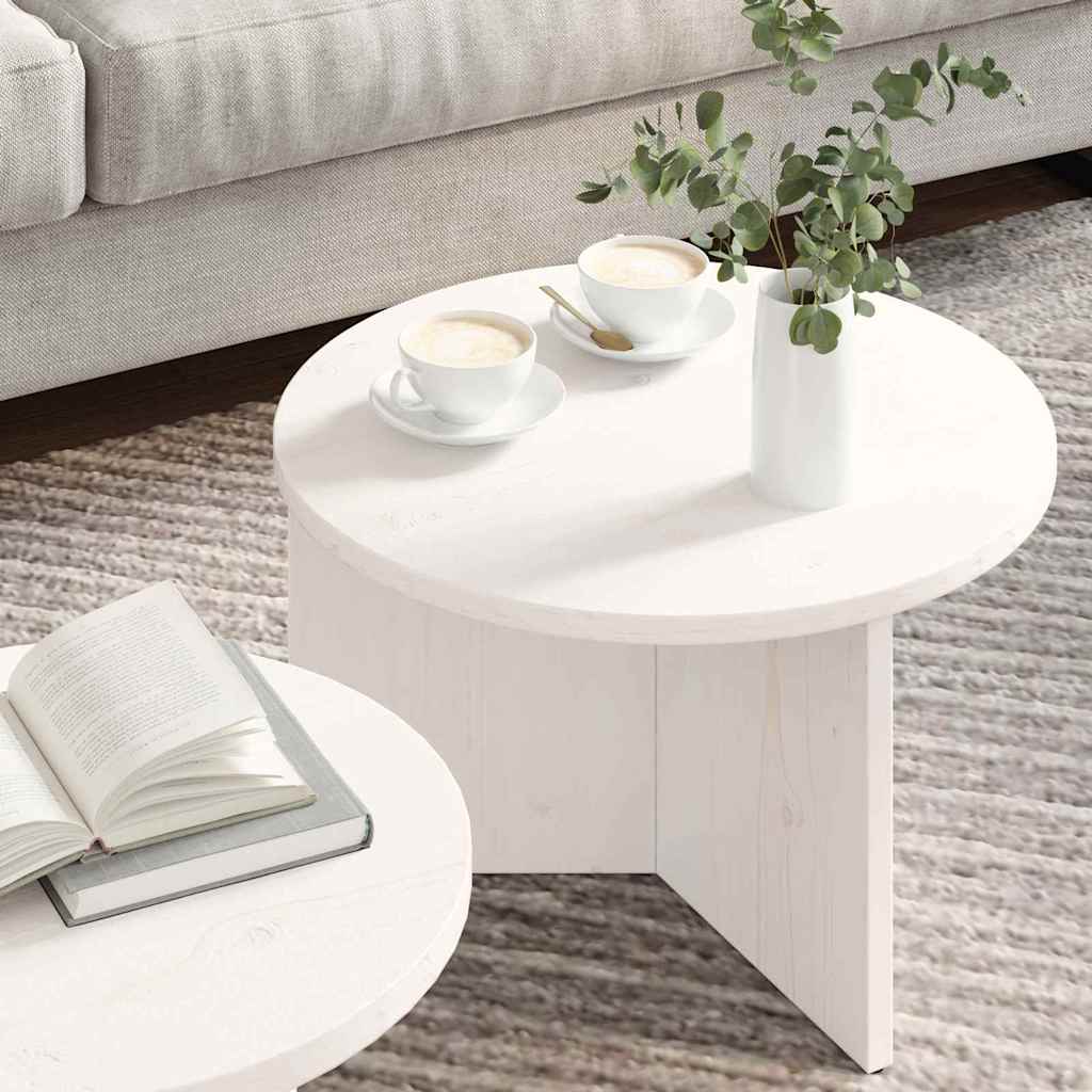 Tavolino da salotto 2 pcs Bianco Legno massello di pino