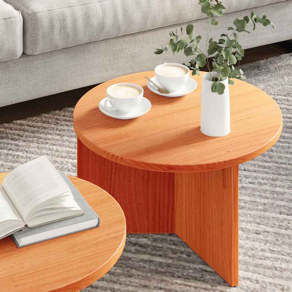 Tavolino da salotto 2 pcs Marrone cerato Legno massello di pino