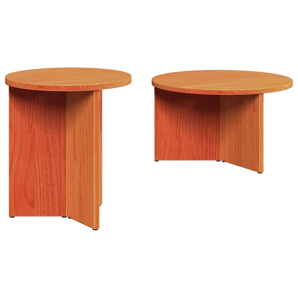 Tavolino da salotto 2 pcs Marrone cerato Legno massello di pino