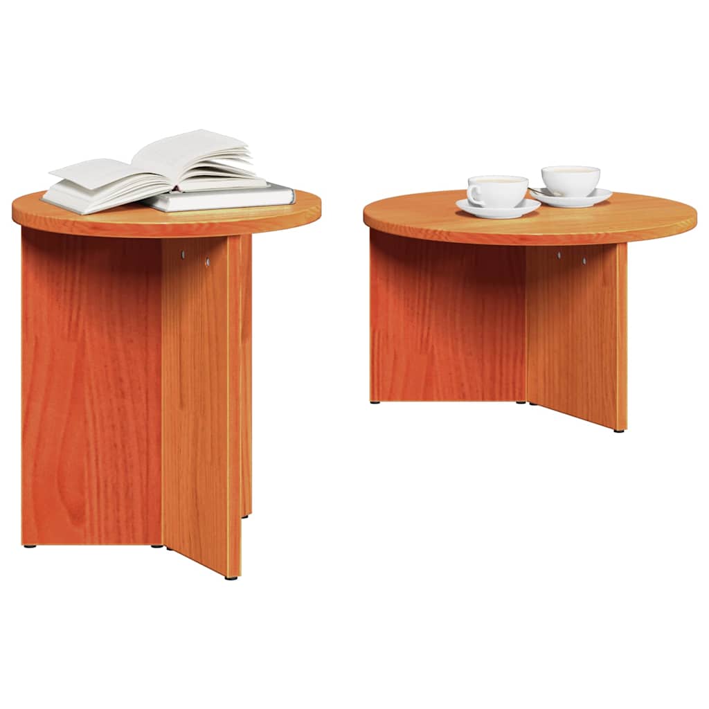 Tavolino da salotto 2 pcs Marrone cerato Legno massello di pino