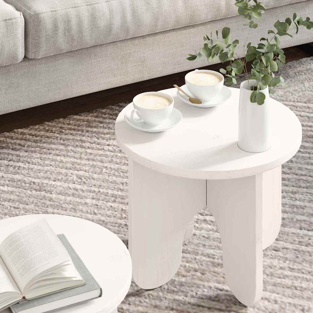 Tavolino da salotto 2 pcs Bianco Legno massello di pino
