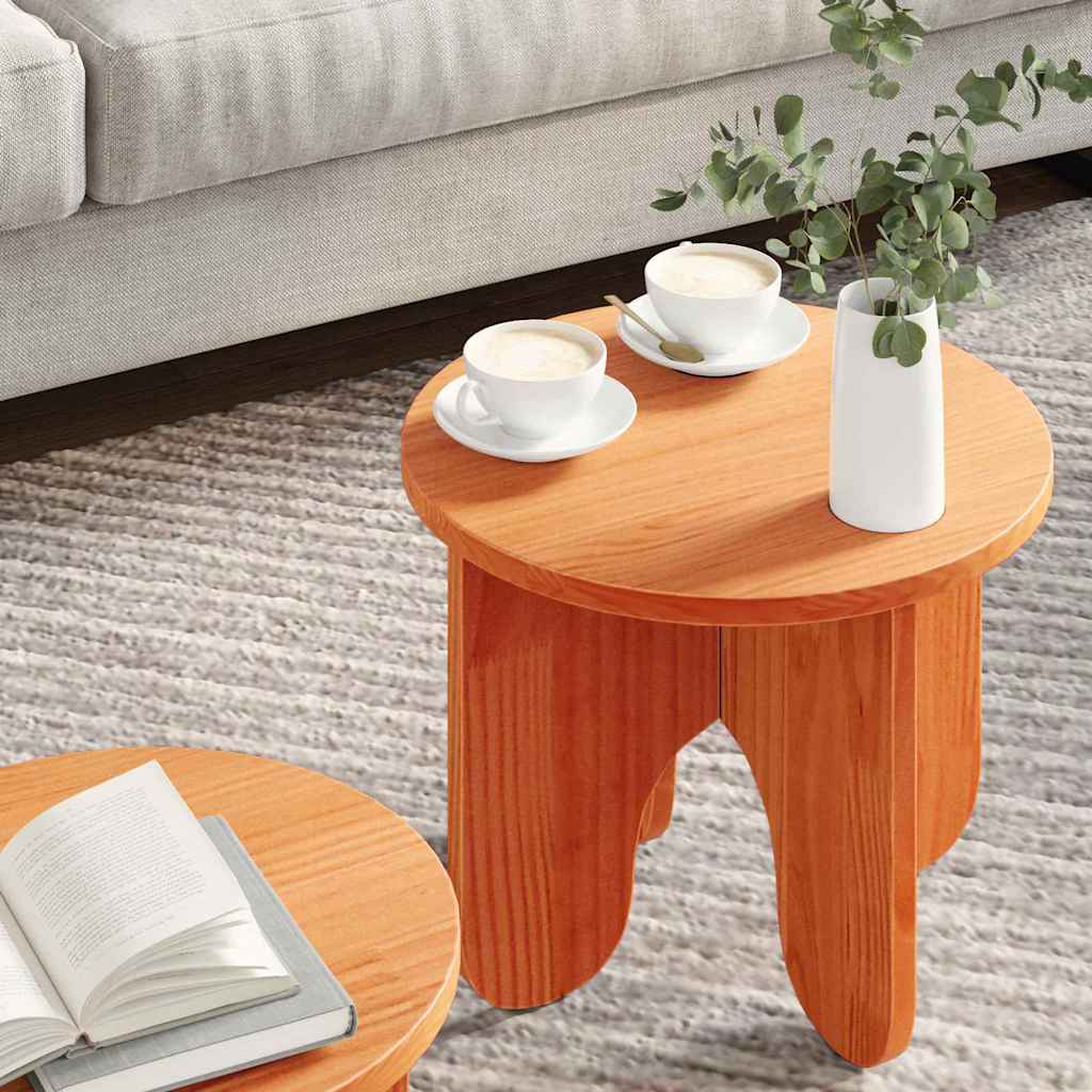 Tavolino da salotto 2 pcs Marrone cerato Legno massello di pino