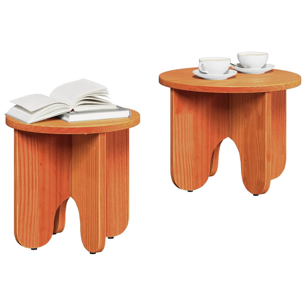 Tavolino da salotto 2 pcs Marrone cerato Legno massello di pino