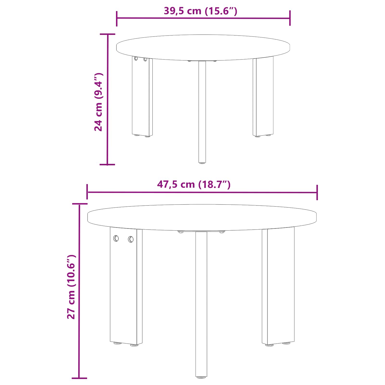 Tavolino da salotto 2 pcs Naturale Legno massello di pino