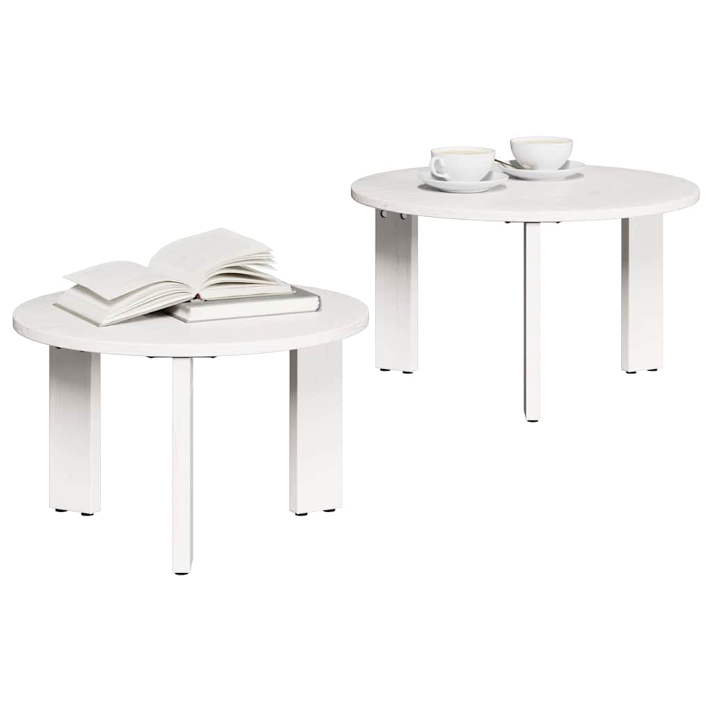 Tavolino da salotto 2 pcs Bianco Legno massello di pino