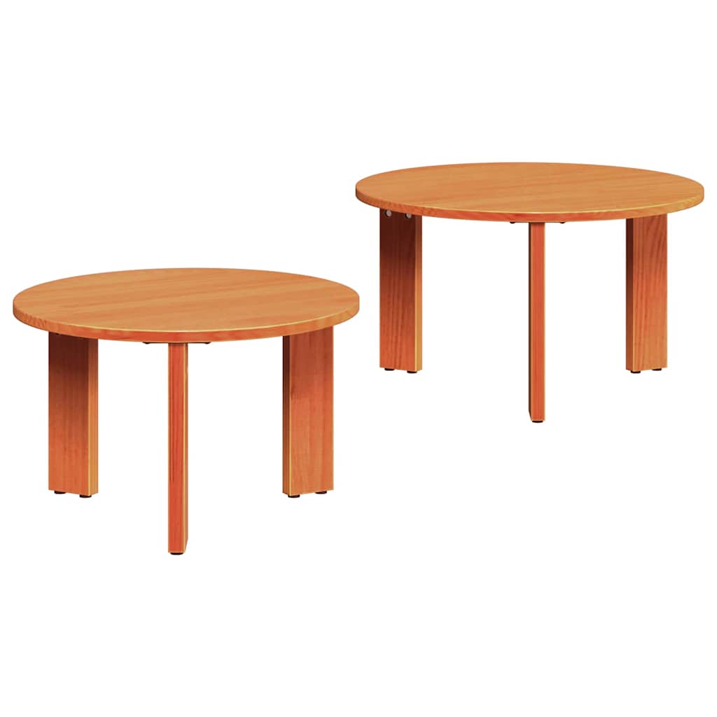 Tavolino da salotto 2 pcs Marrone cerato Legno massello di pino