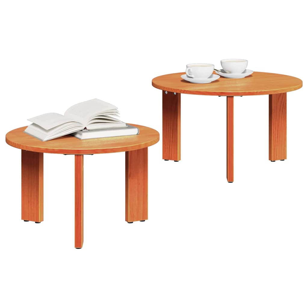 Tavolino da salotto 2 pcs Marrone cerato Legno massello di pino