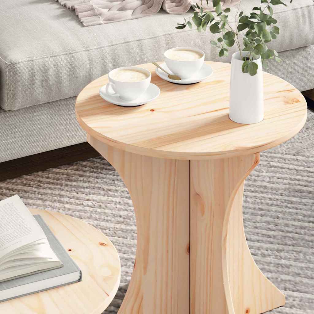 Tavolino da salotto 2 pcs Naturale Legno di pino massello