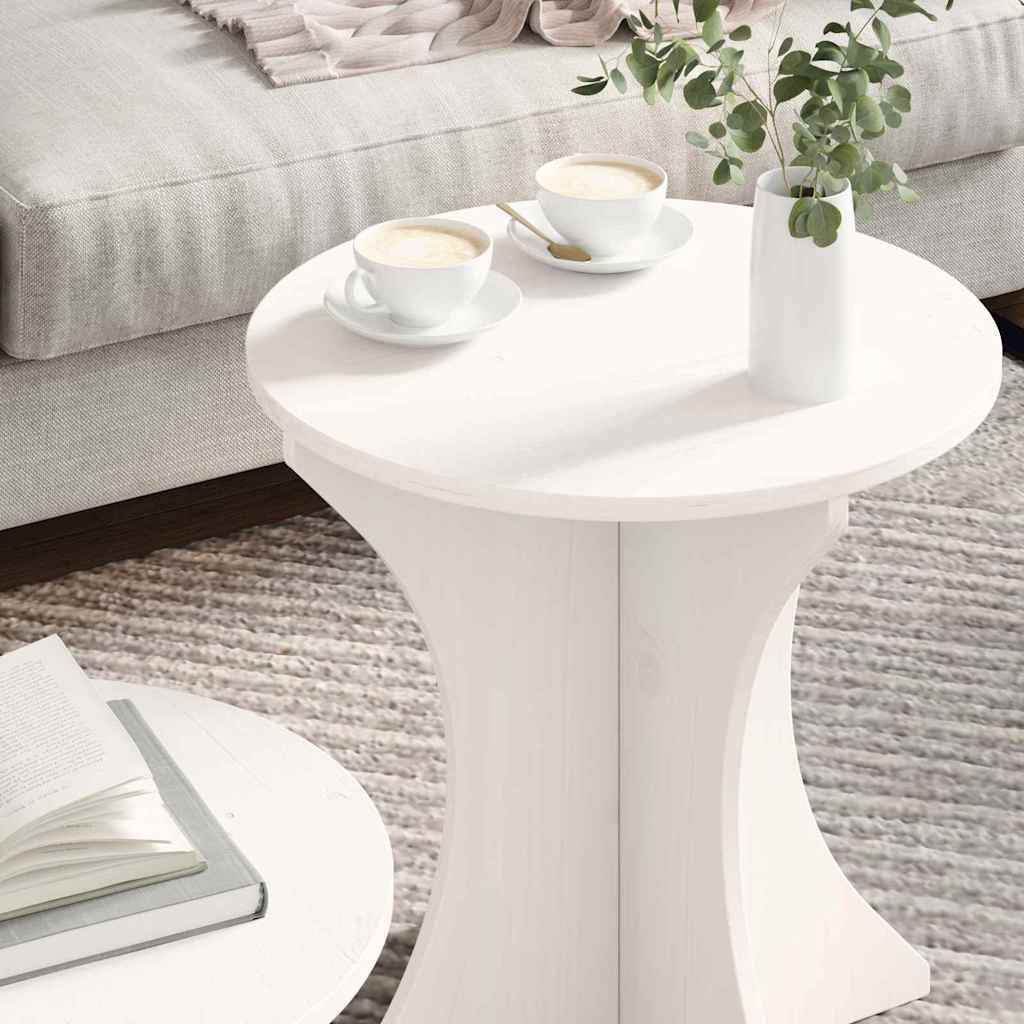 Tavolino da salotto 2 pcs Bianco Legno di pino massello
