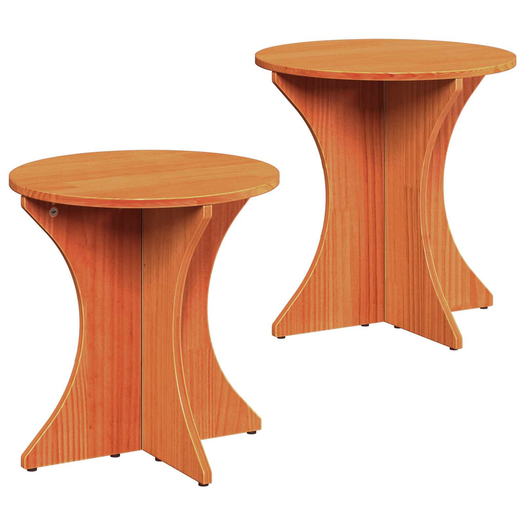 Tavolino da salotto 2 pcs Marrone cerato Legno di pino massello