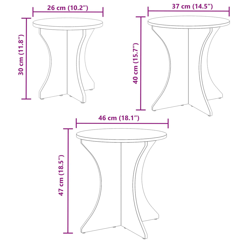 Tavolino da salotto 3 pcs Bianco