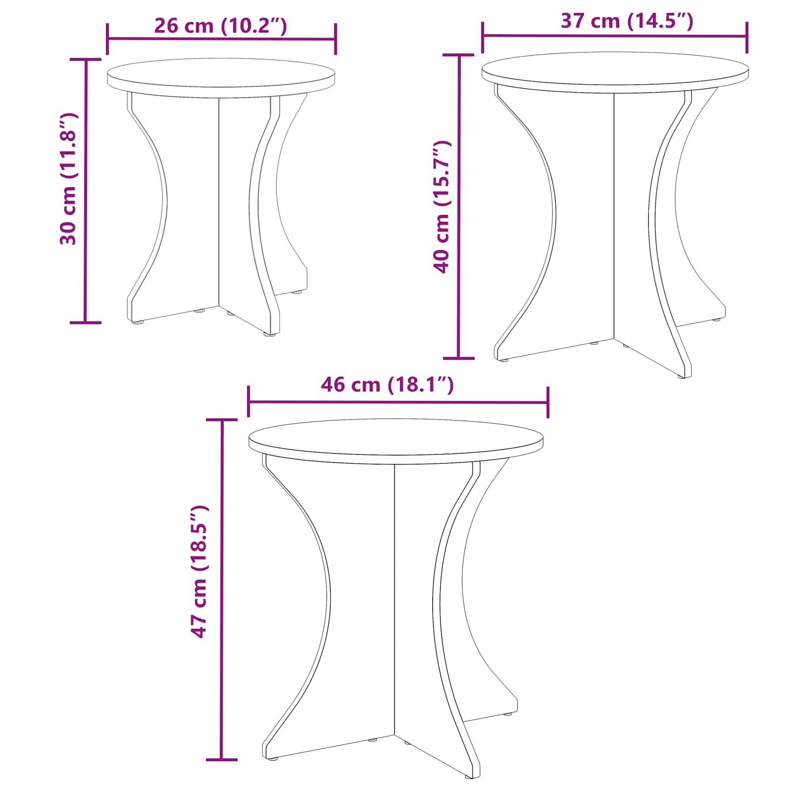 Tavolino da salotto 3 pcs Bianco